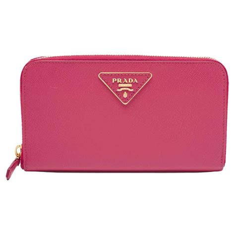 prada pink wallet on chin|Prada saffiano wallet price.